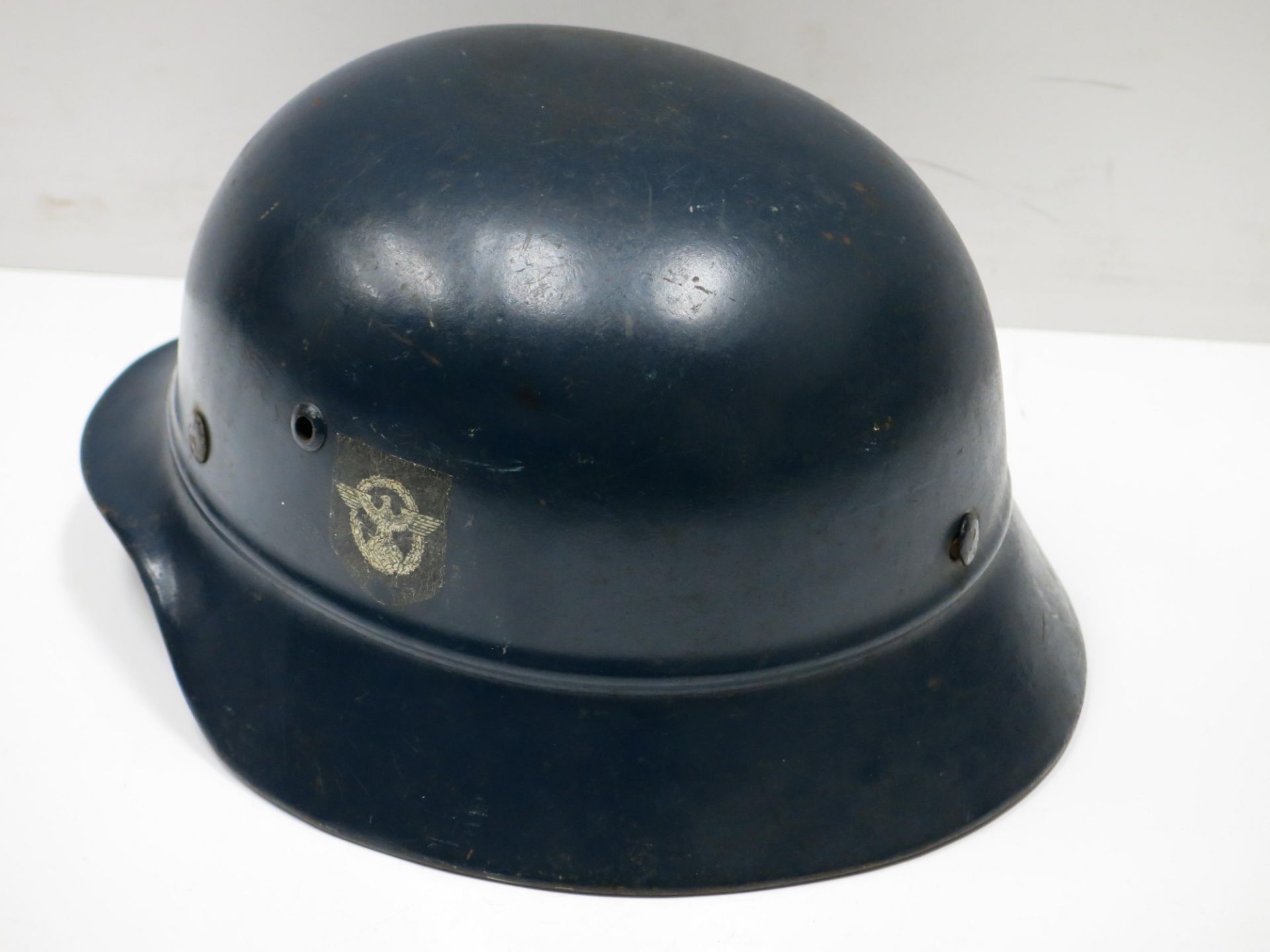 German WW2 Luftschutz police double decal helmet (est £160-£200) - Image 2 of 5