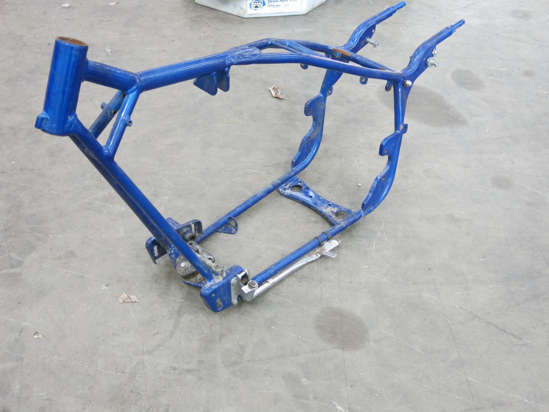 A Harley Davidson (?) motorbike frame. With modifications. No markings or serial number