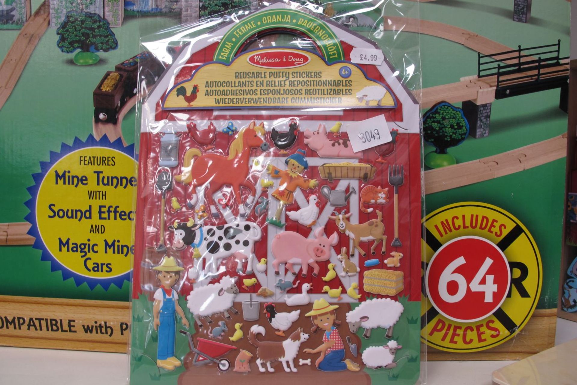 * 4 x 'Melissa & Doug' toys - Mountain Railway Train Set, Wooden Farm Blocks (RRP £19.99), Sound - Image 3 of 5