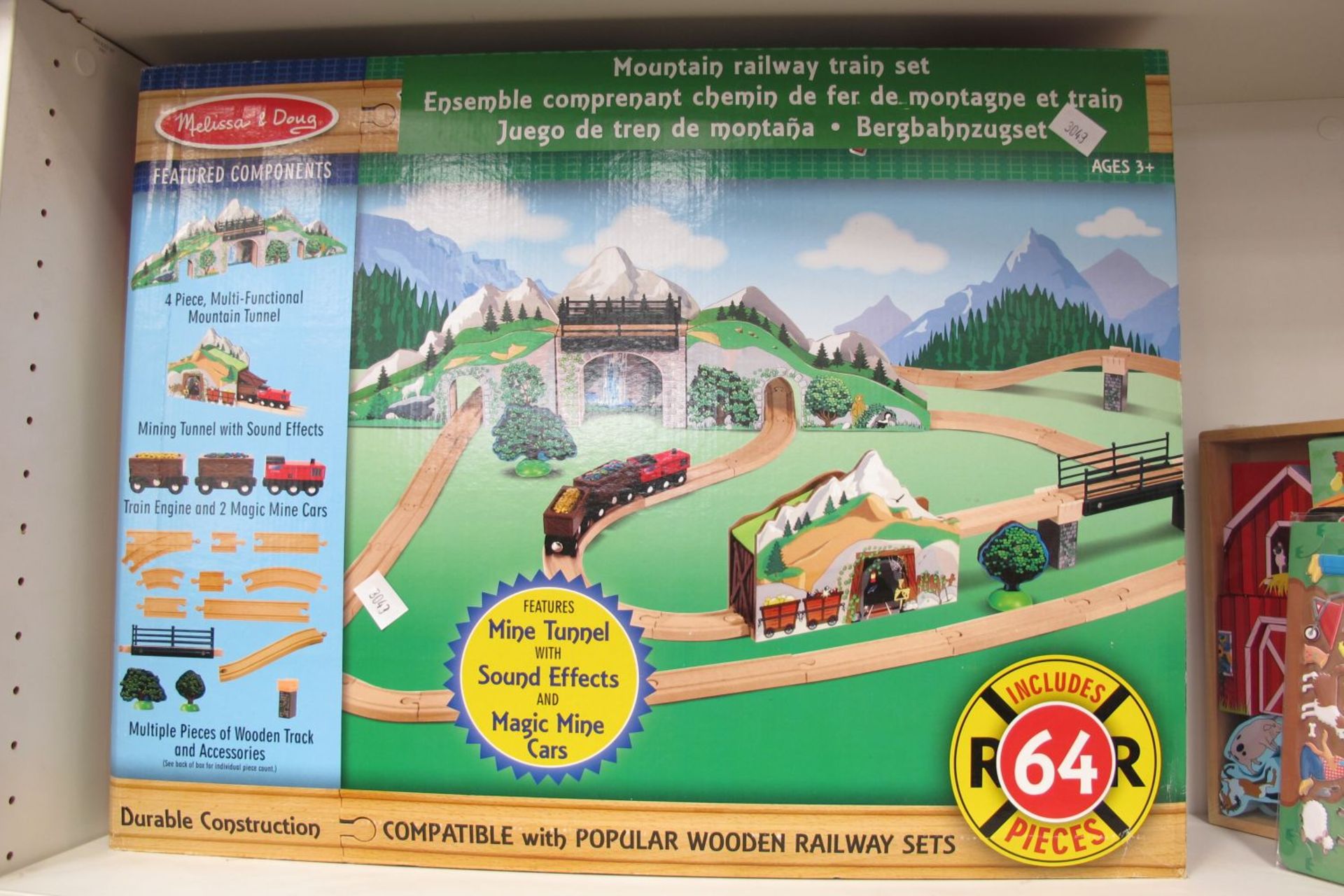 * 4 x 'Melissa & Doug' toys - Mountain Railway Train Set, Wooden Farm Blocks (RRP £19.99), Sound - Image 2 of 5