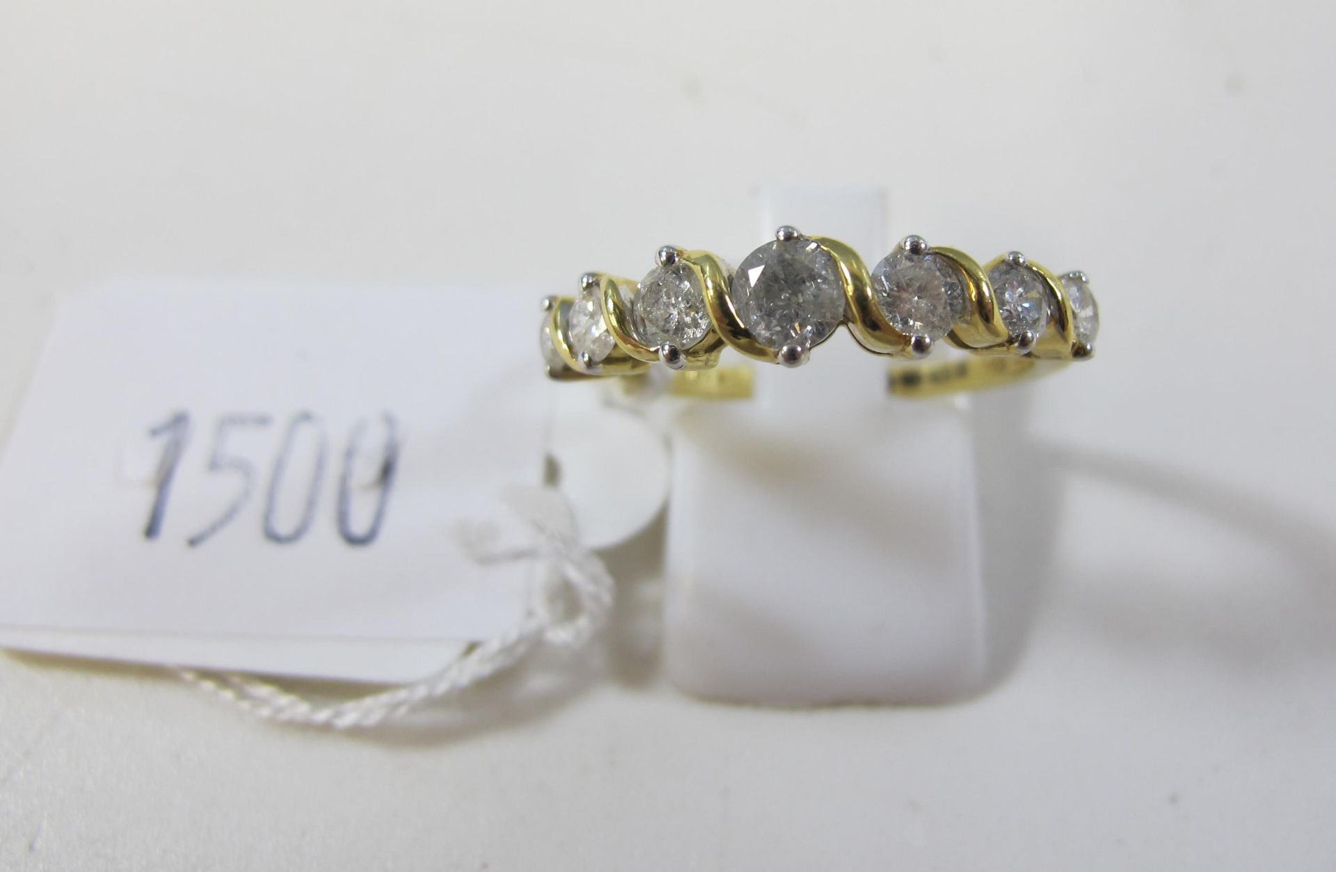 Ladies 18ct seven stone diamond ring, approx 1.0 carats. Size Q. Valuation certificate £1250 (est £ - Image 2 of 3