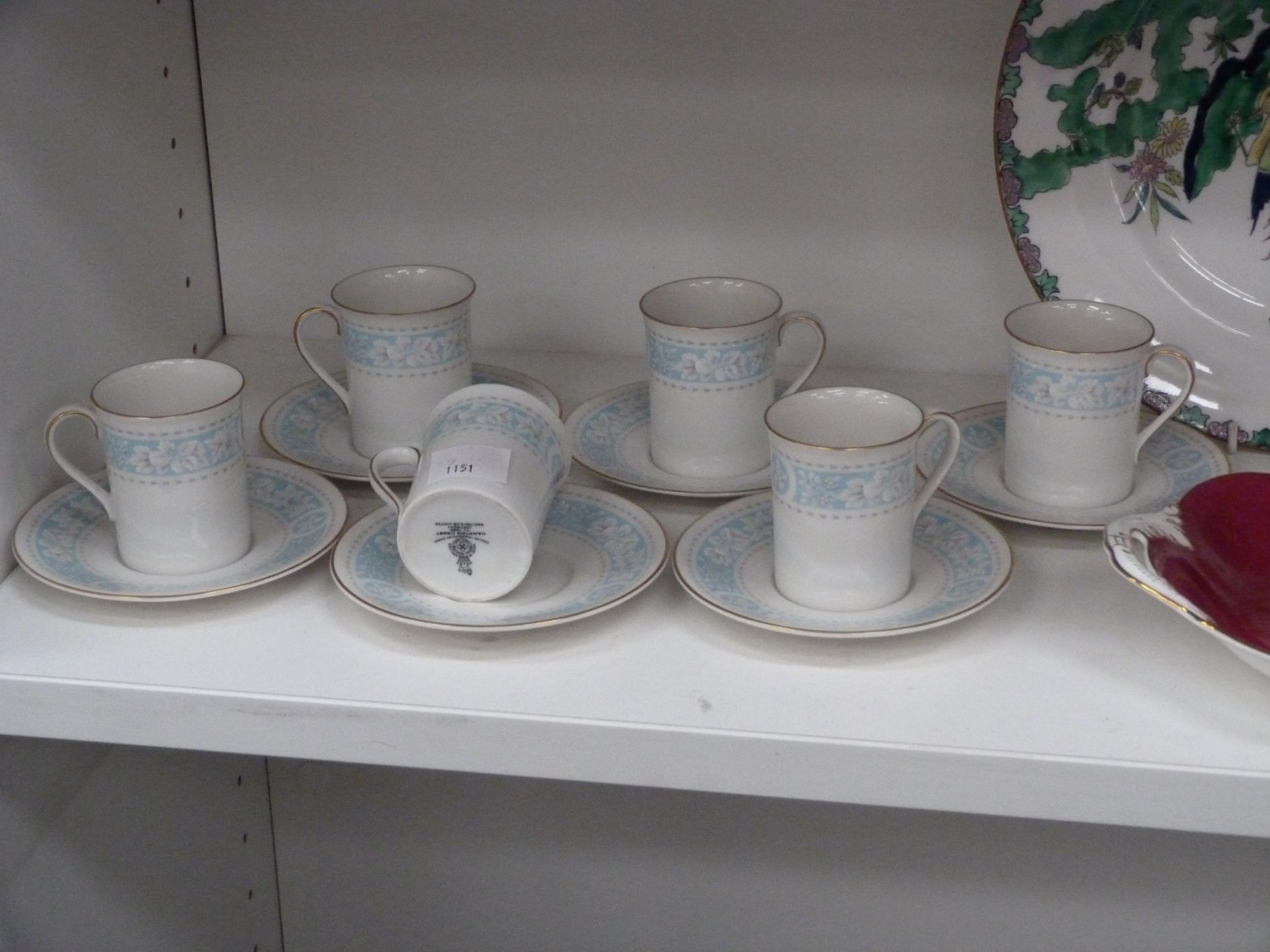 Five shelves to include 6 x Royal Doulton teacups & saucers, Coalport bowl, Poole dinner service, - Image 2 of 4