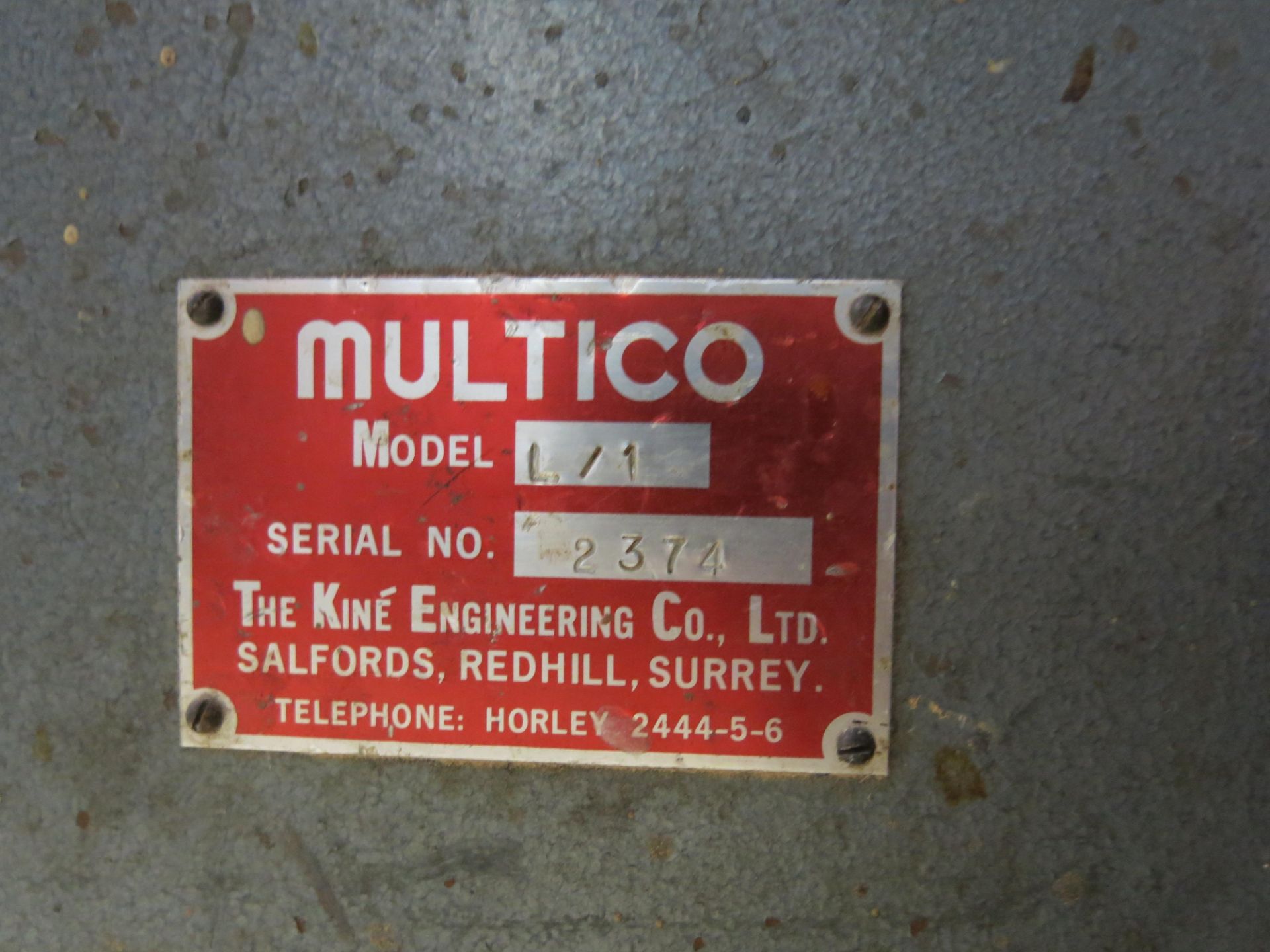 * Multico Planer with tenoner attachment, model L/1, serial number 2374. Please note this lot is - Image 5 of 5