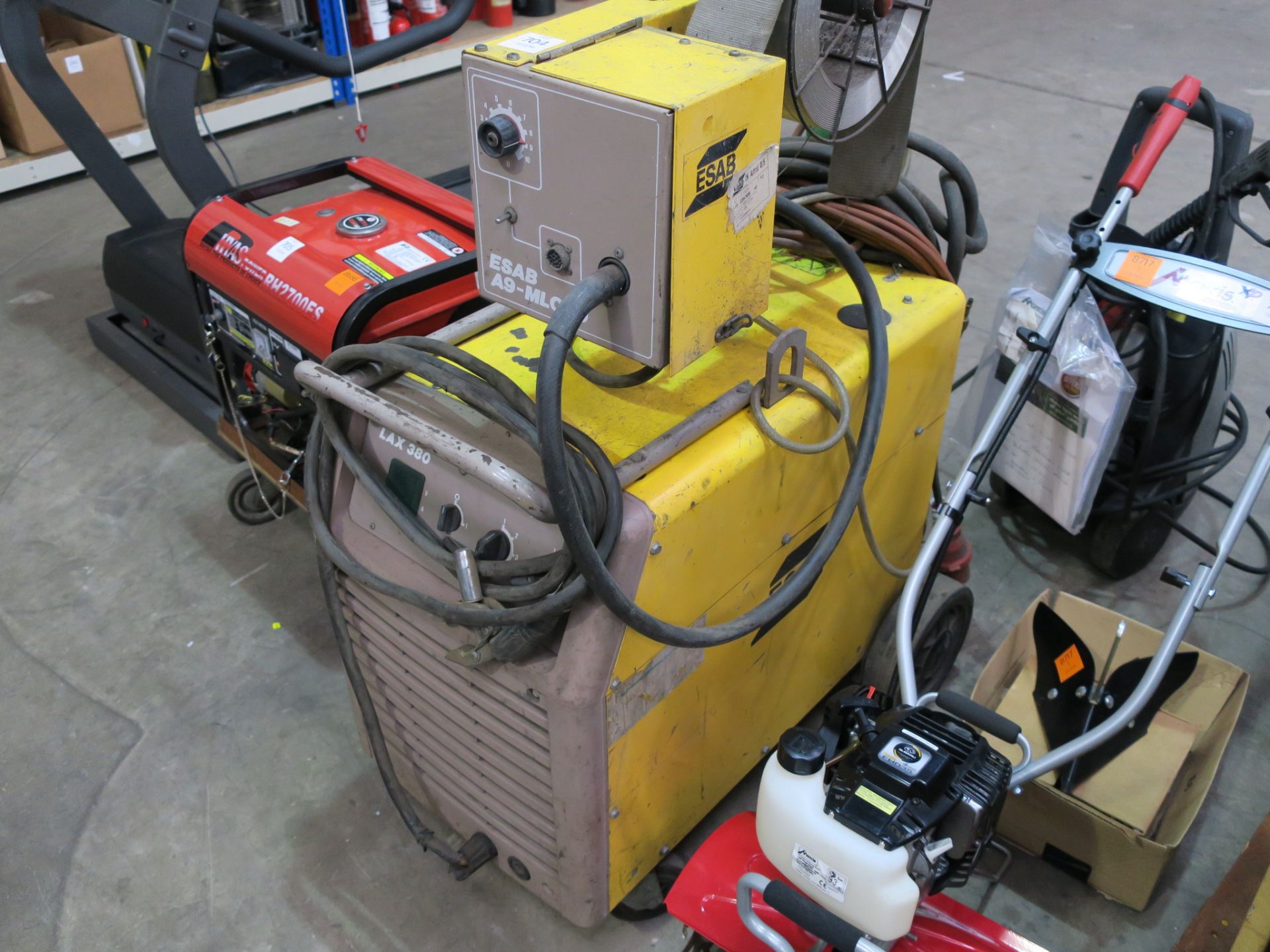 * An Esab 61A LAX 380/A9-MLC30 Welder. Please note there is a £5 + VAT Lift Out Fee on this lot