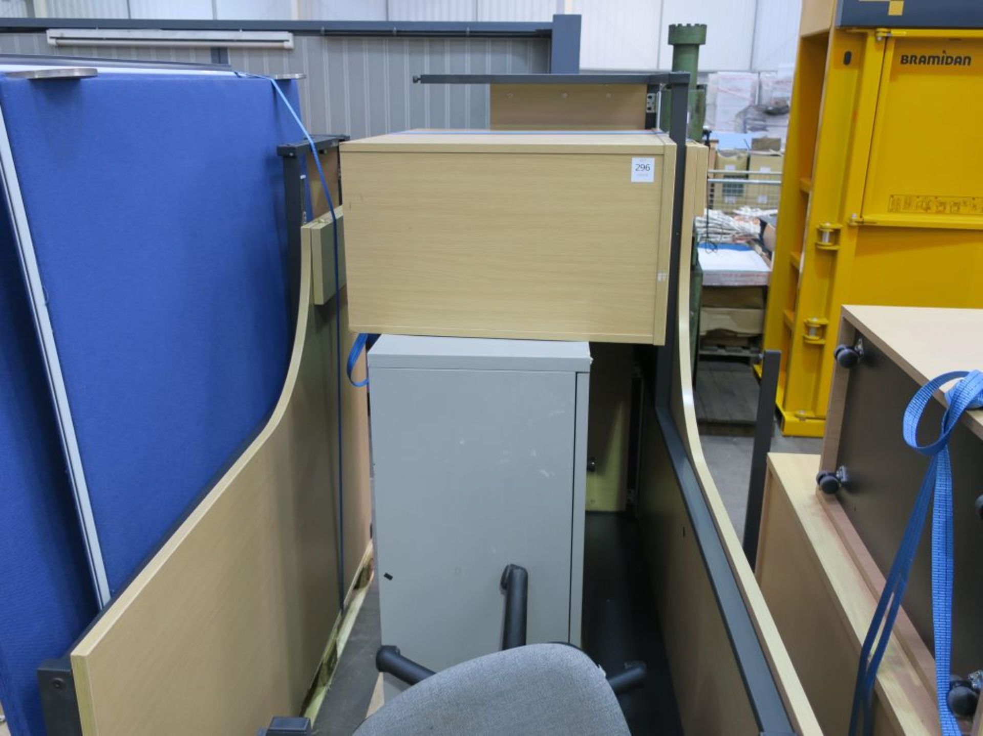 An Office set comprising of a large corner Office Desk, 3 drawer Pedestal, a metal 2 door Cupboard - Image 2 of 2