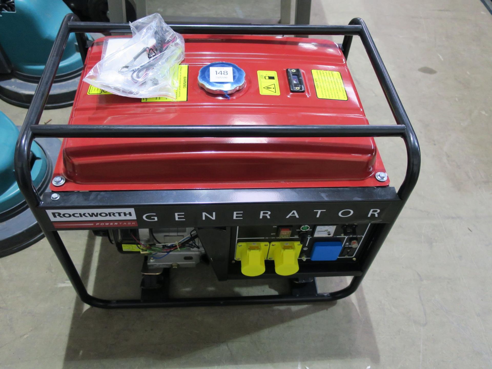 * A Rockworth Powertask 3.8 KVA Cradle Mounted Petrol Generator. 110/220V. Please note there is a £5