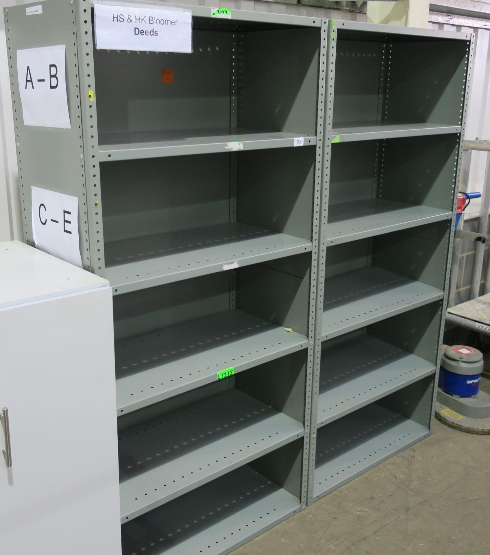 2 x 5 Tier Metal Racking. Please note there is a £5 + VAT Lift Out Fee on this lot