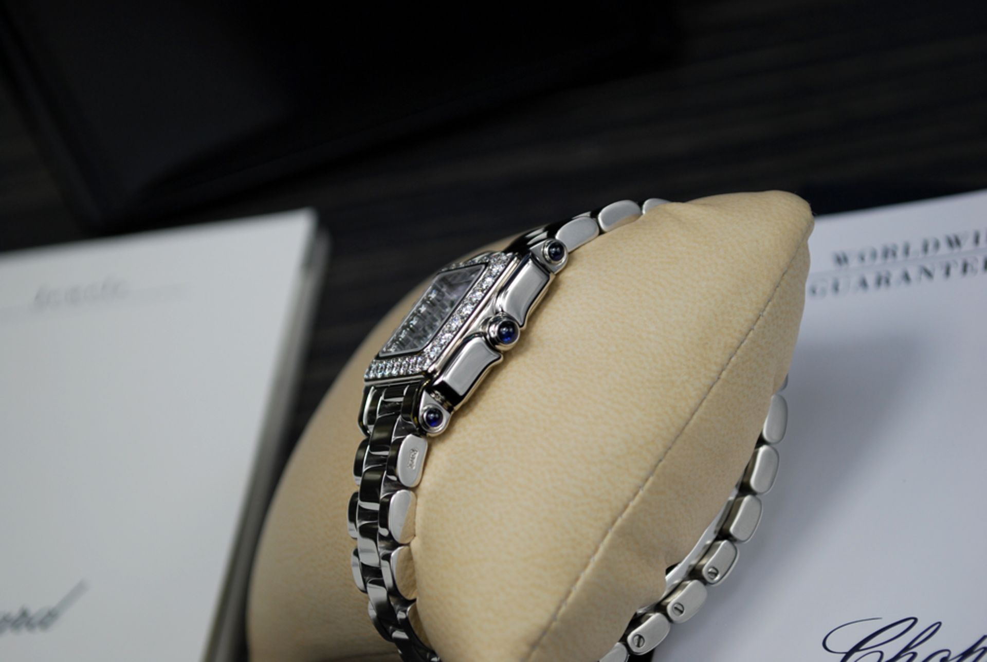 CHOPARD – FLOATING DIAMOND 'HAPPY SPORT SQUARE' with DIAMOND BEZEL!  est RRP $25,710.00 !!! - Image 5 of 12