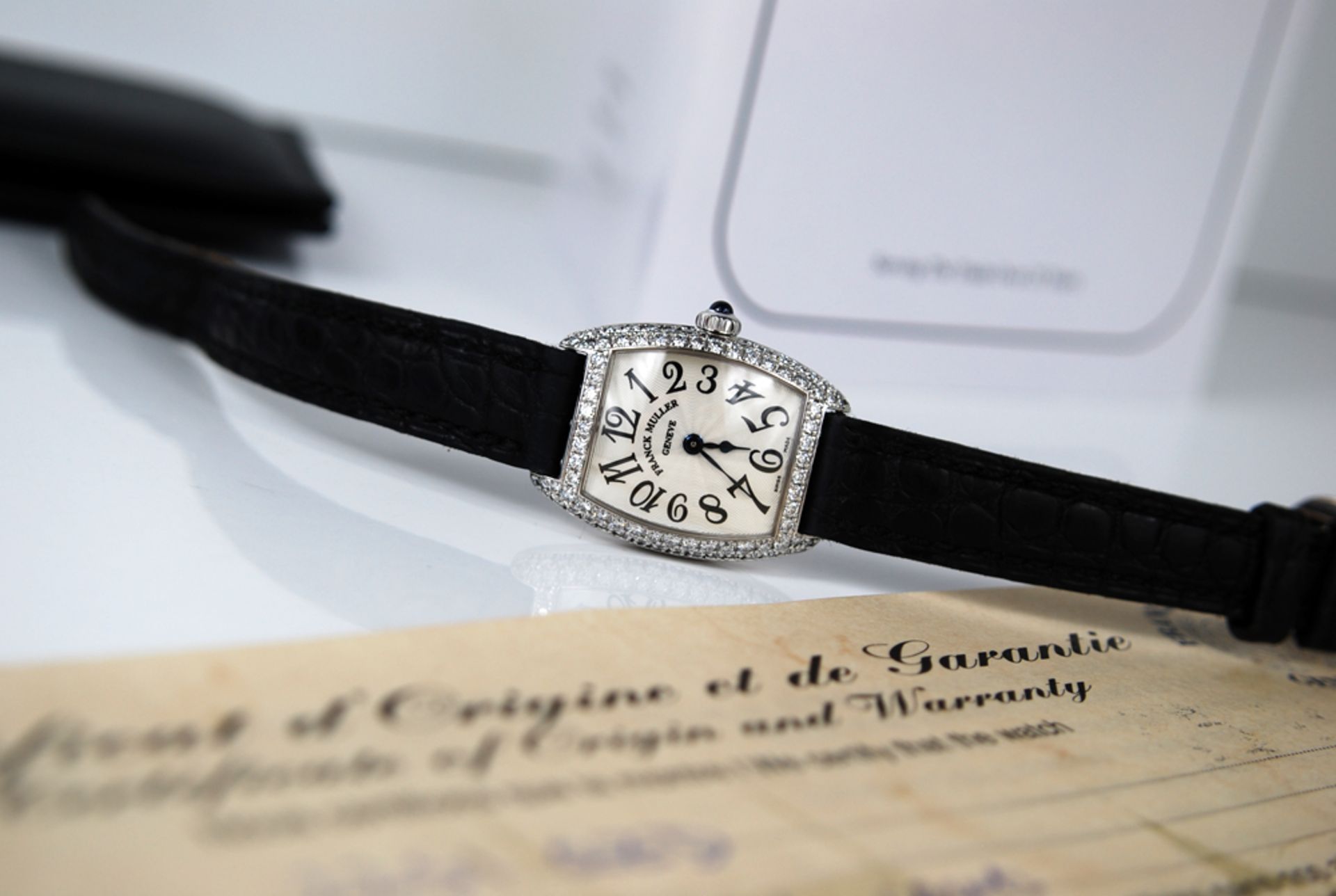 * FRANCK MULLER – CINTREE CURVEX WATCH:  18K WHITE GOLD & DIAMOND ENCRUSTED!  VALUATION $35,500.00 - Image 2 of 19