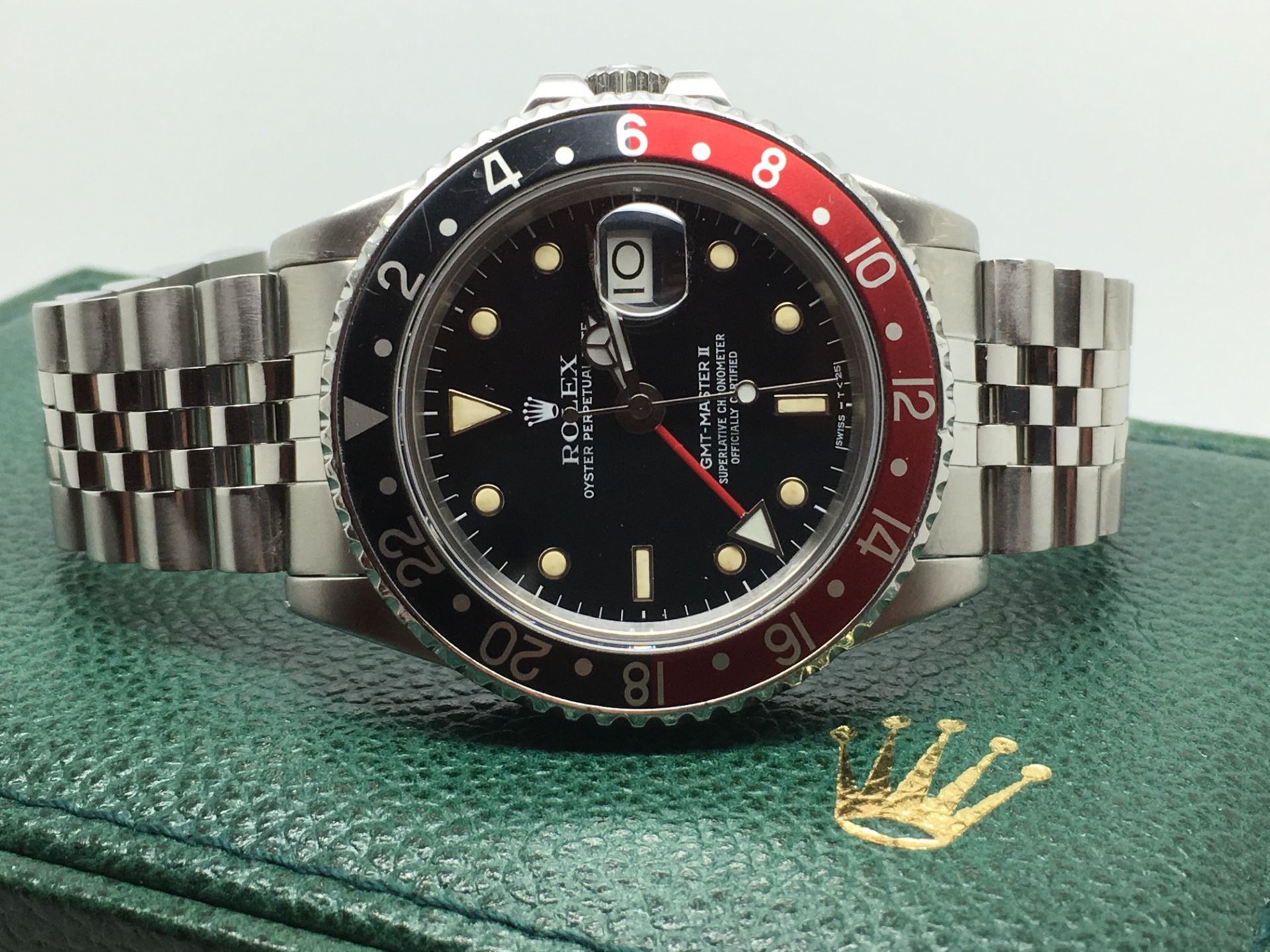 STEEL ROLEX GMT BLACK & RED COKE BEZEL