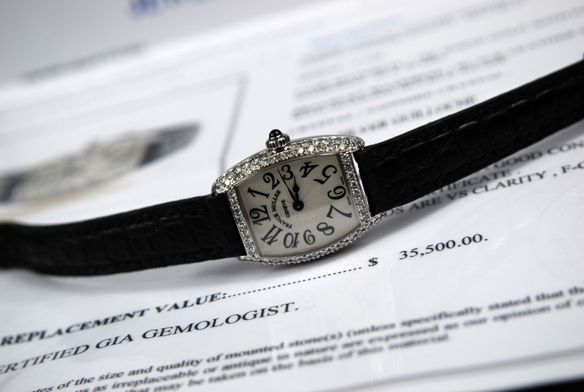 * FRANCK MULLER – CINTREE CURVEX WATCH:  18K WHITE GOLD & DIAMOND ENCRUSTED!  VALUATION $35,500.00 - Image 17 of 19