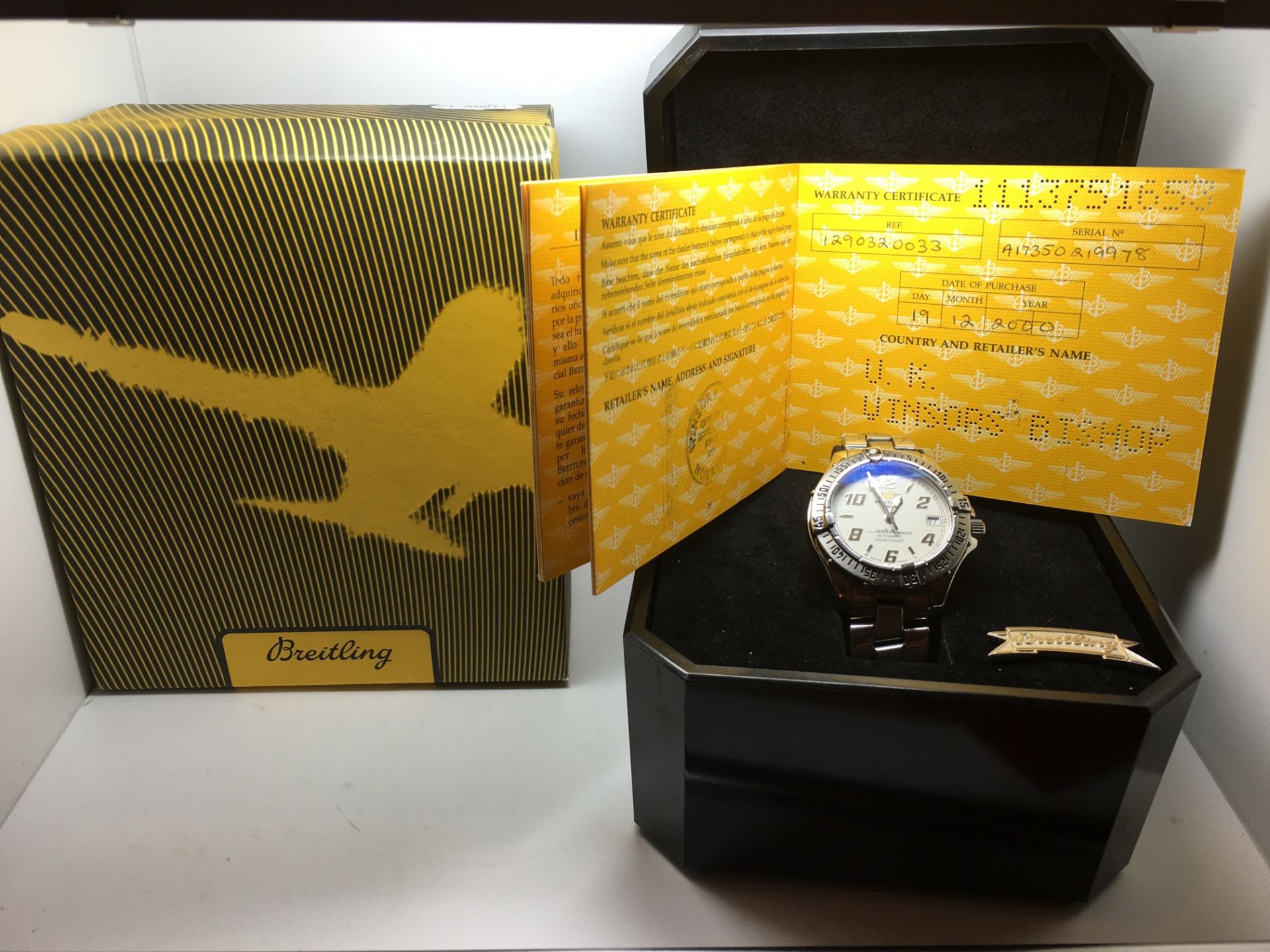 BREITLING COLT OCEAN WATCH WITH BOX & WARRANTY CERTIFICATE