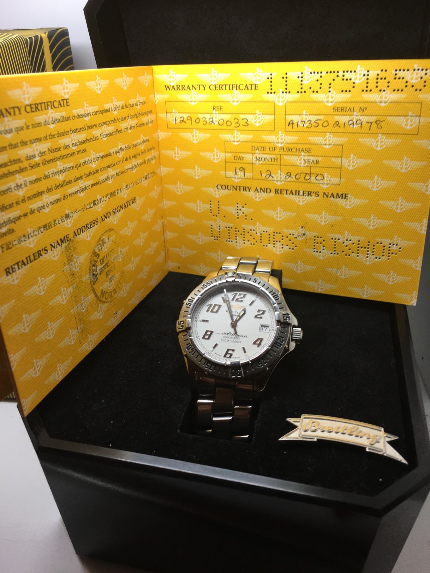 BREITLING COLT OCEAN WATCH WITH BOX & WARRANTY CERTIFICATE - Image 3 of 4