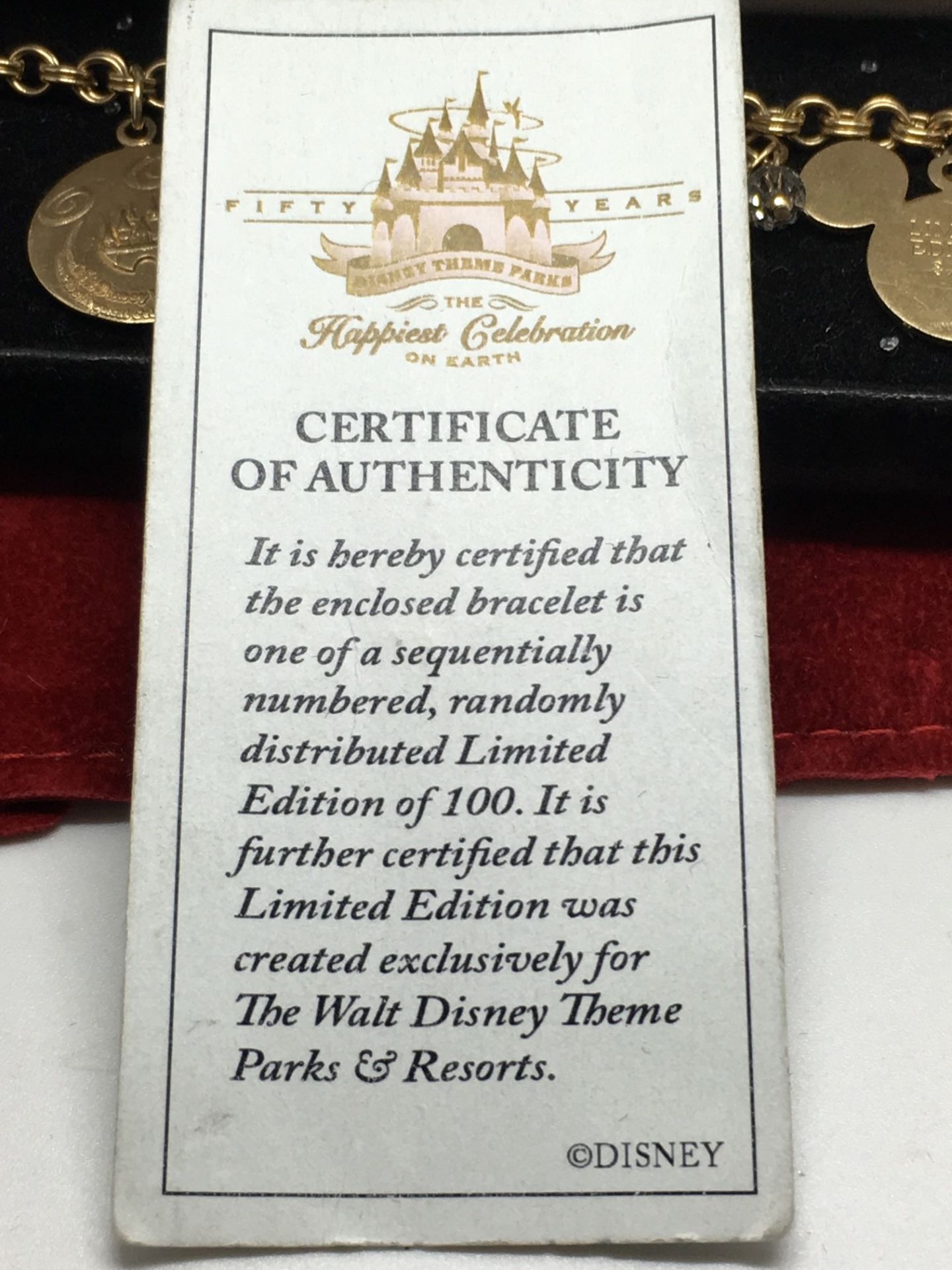 RARE LTD EDITION DISNEY WORLD CHARM BRACELET NO: 8 OUT OF 100 YELLOW METAL MARKED 14k TESTED AS 14K - Image 4 of 4