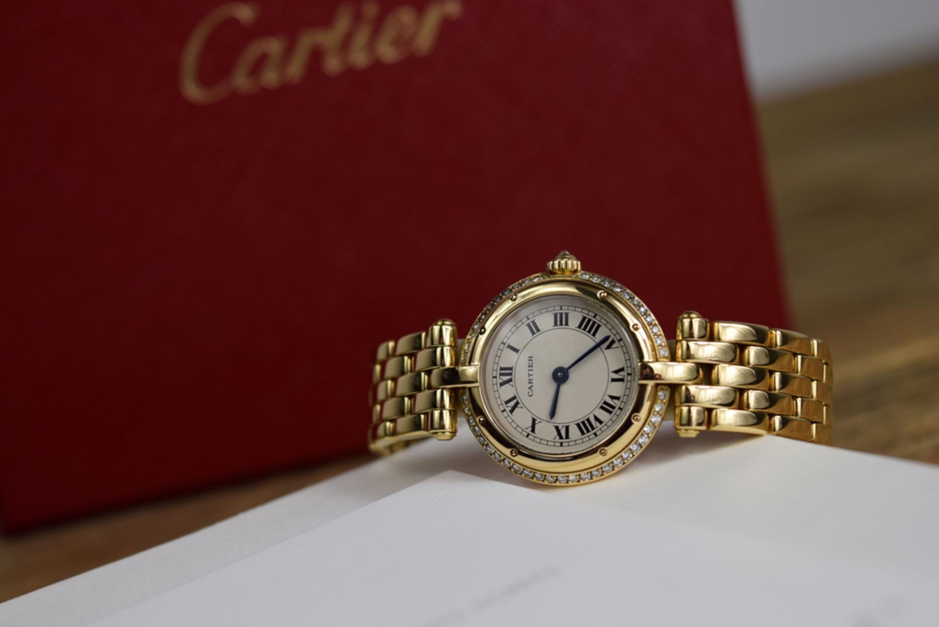 *** 18K GOLD - CARTIER VENDOME with DIAMOND CASE and CROWN! with Box and Booklets!