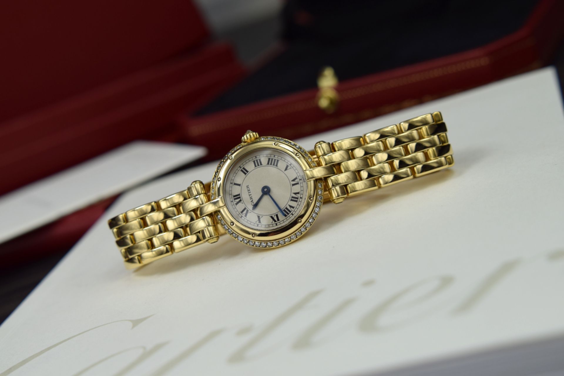 *** 18K GOLD - CARTIER VENDOME with DIAMOND CASE and CROWN! with Box and Booklets! - Image 2 of 6