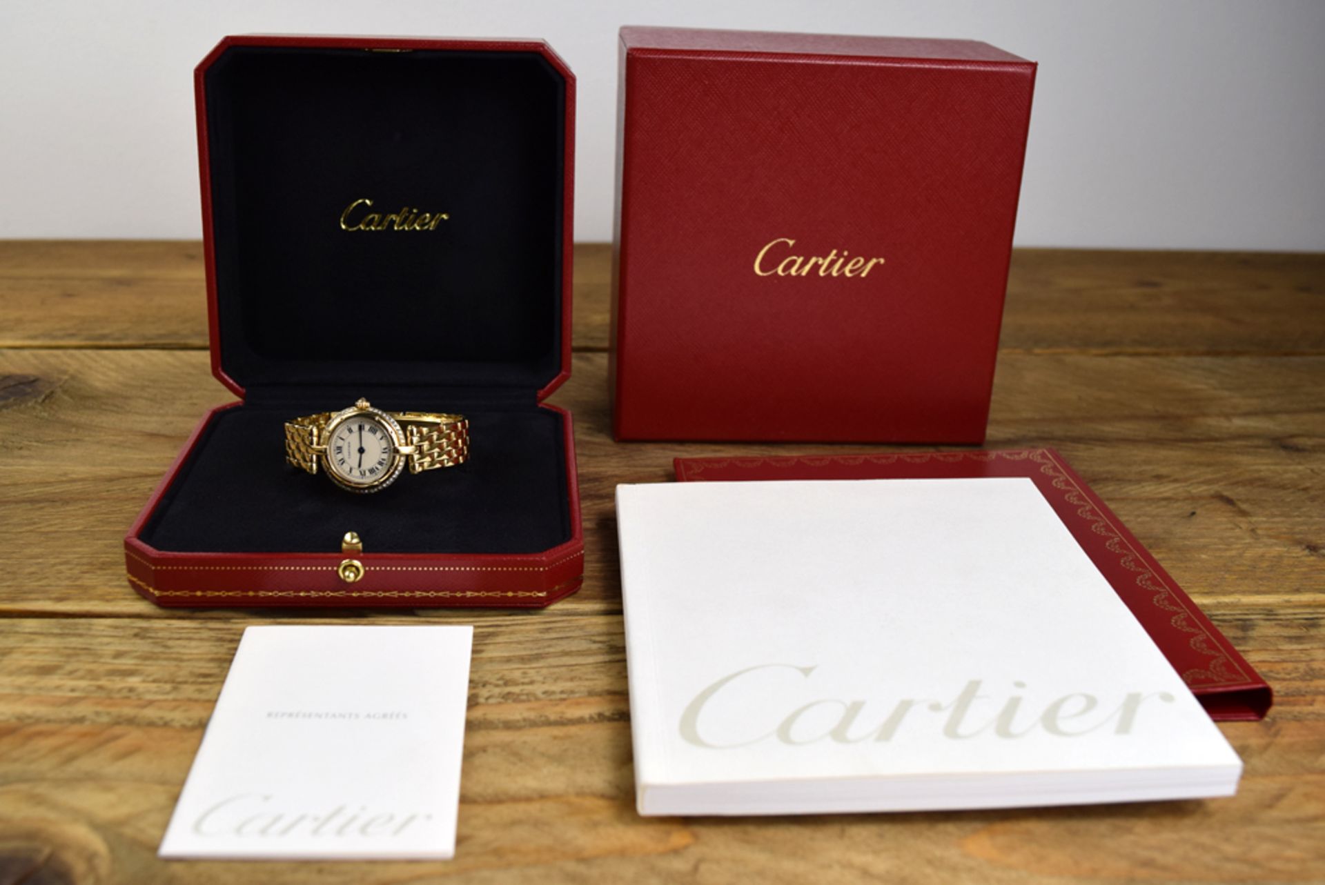 *** 18K GOLD - CARTIER VENDOME with DIAMOND CASE and CROWN! with Box and Booklets! - Image 3 of 6