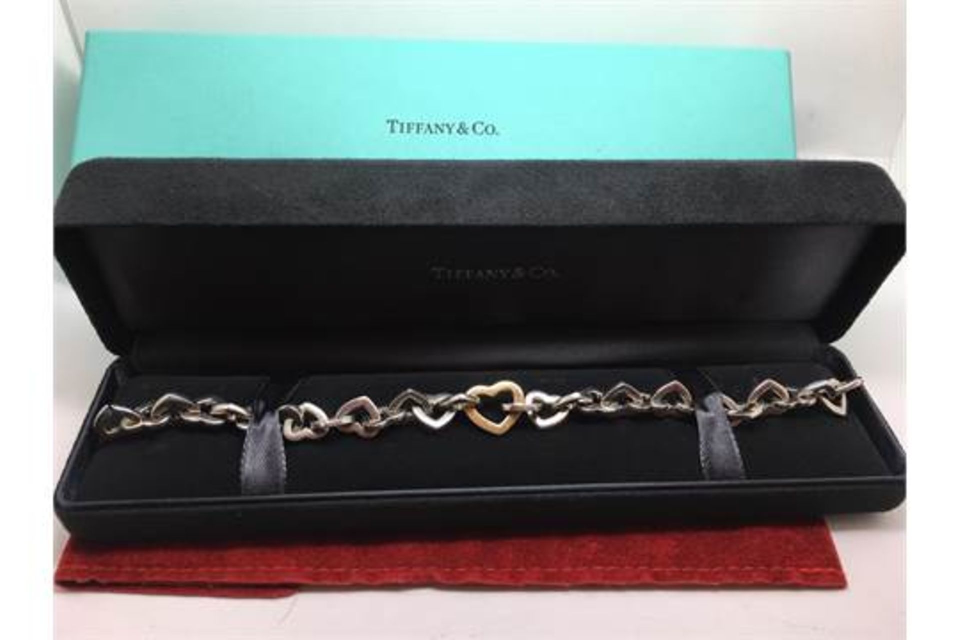 TIFFANY & CO SILVER 925 & 18ct GOLD BRACELET WITH TIFFANY BOX & OUTER BOX