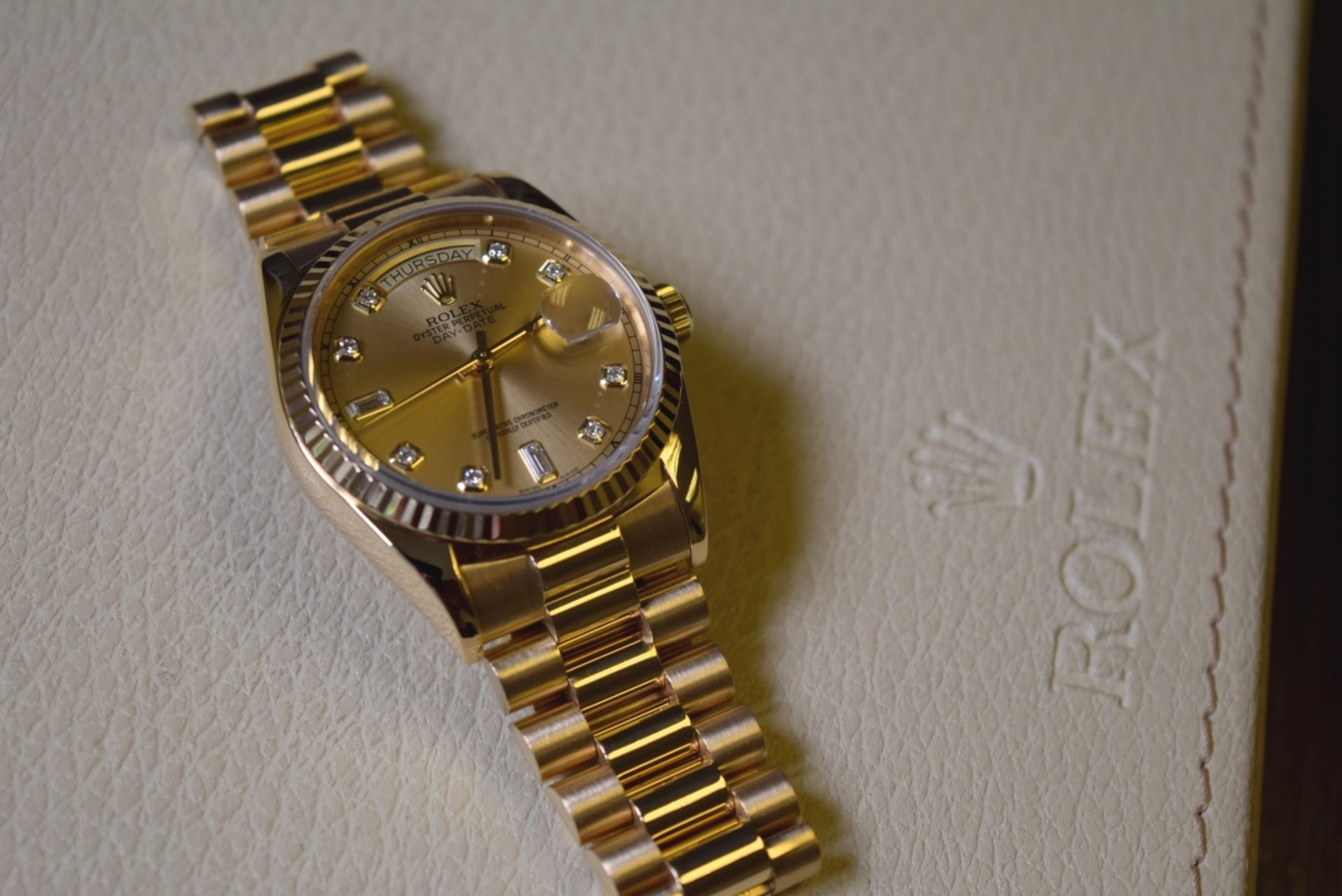 Rolex 18K Gold DayDate President | 18048 | Stunning Genuine Rolex Diamond/ Champagne Dial Double Q/S - Image 6 of 8