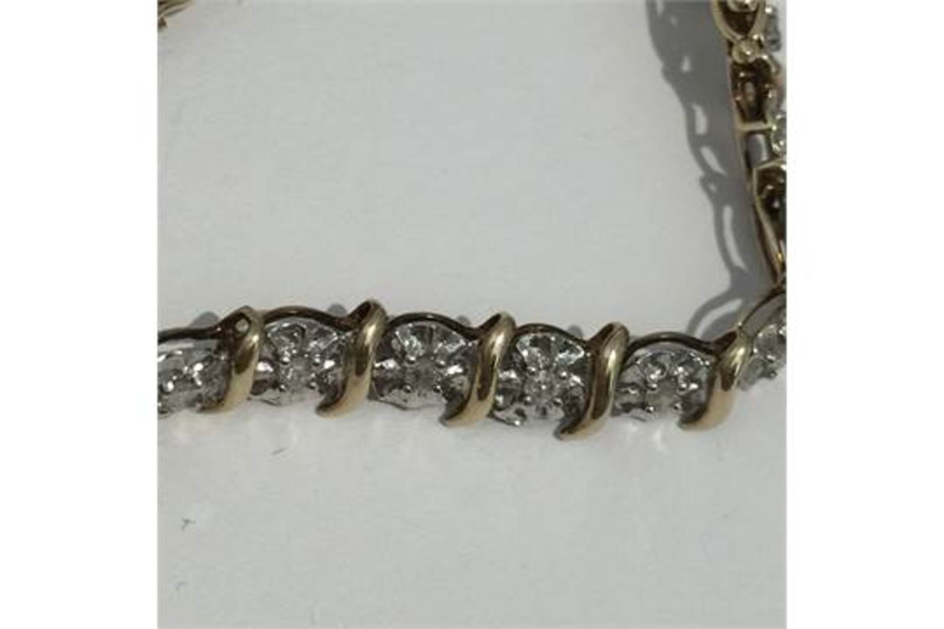 9ct Gold & Diamond Bracelet - Marked 375 - Tested as 9ct - Image 2 of 2