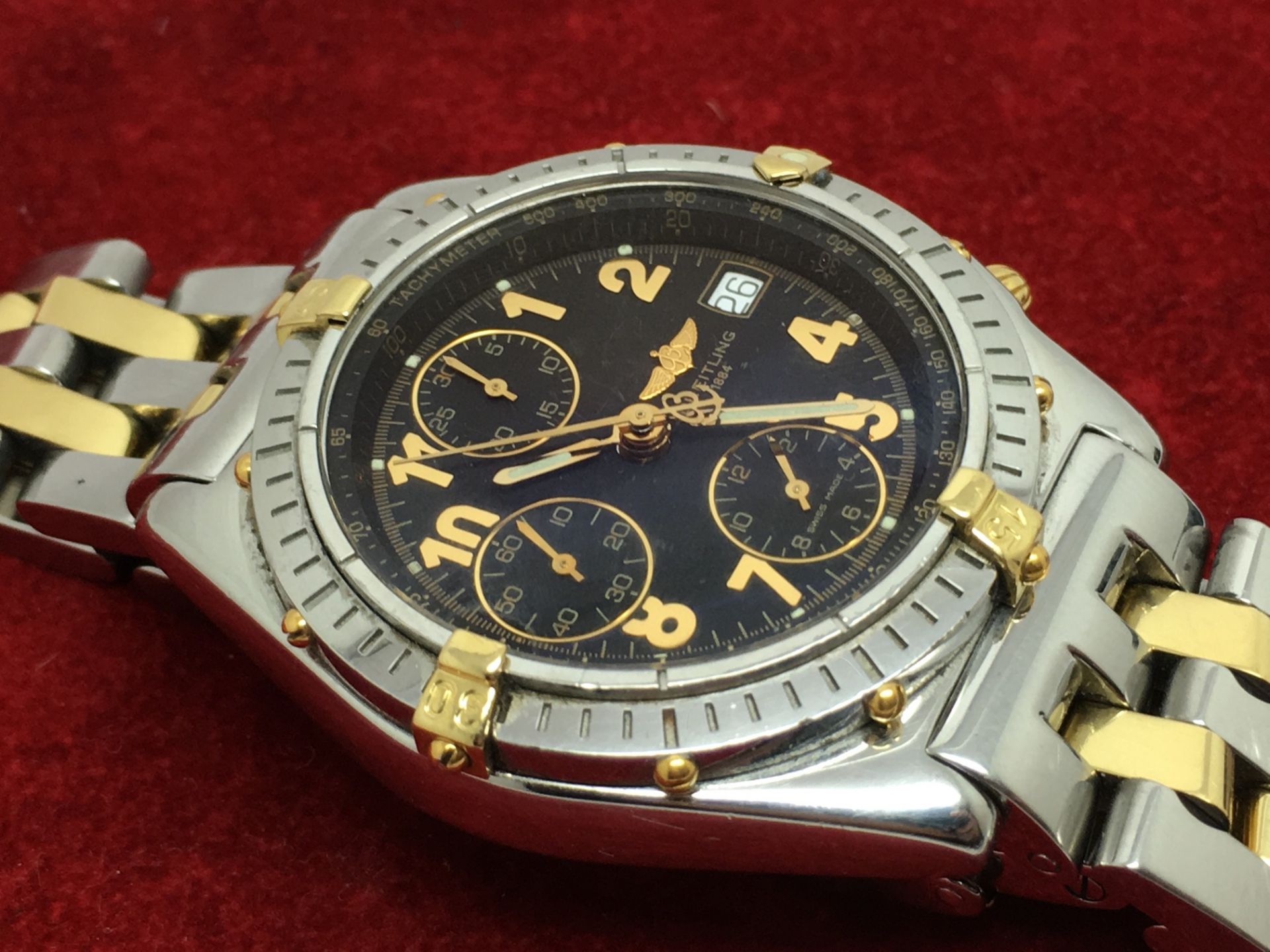 BREITLING CHRONOMAT EVOLUTION WATCH IN STAINLESS AND GOLD - WITH BOX & PAPERS