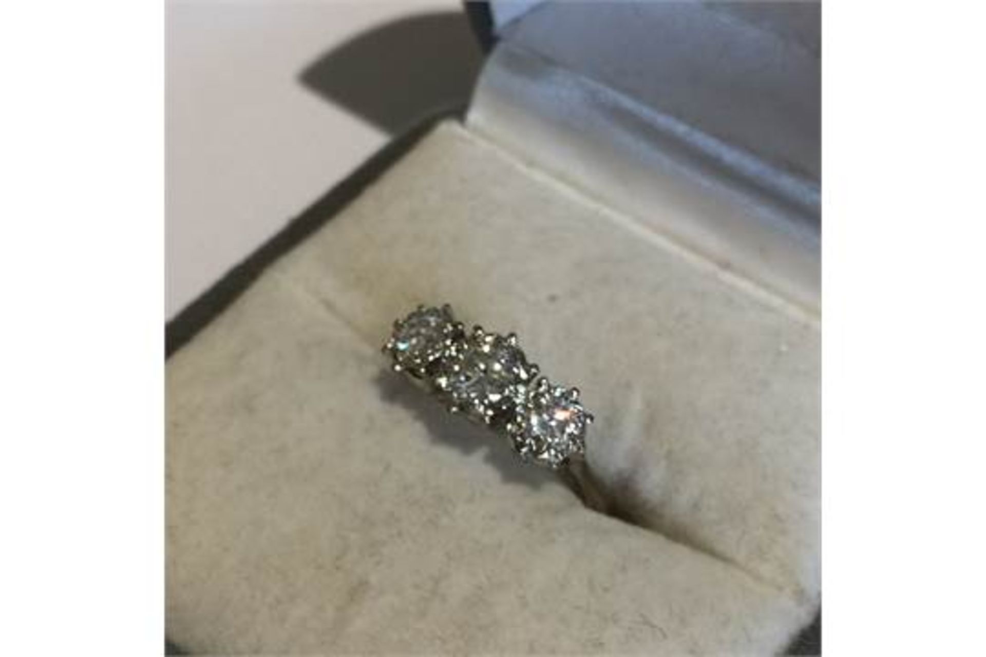 18ct White Gold 0.65 (approx) Diamond Trilogy Ring - Marked 18ct - Tested for 18ct
