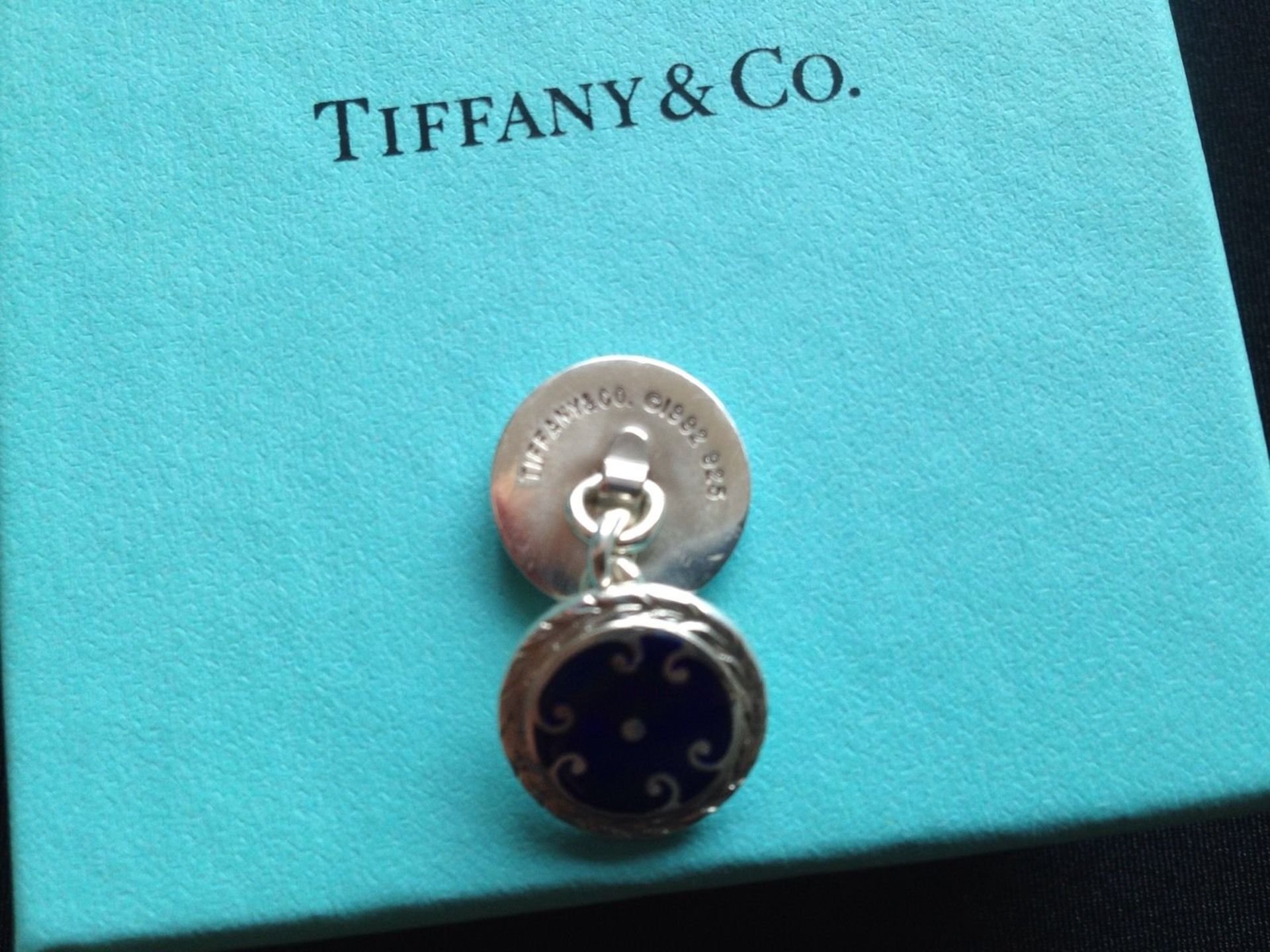 Vintage Rare Enamel 1992 Silver Tiffany & Co Cuff links Cufflinks - Image 3 of 5