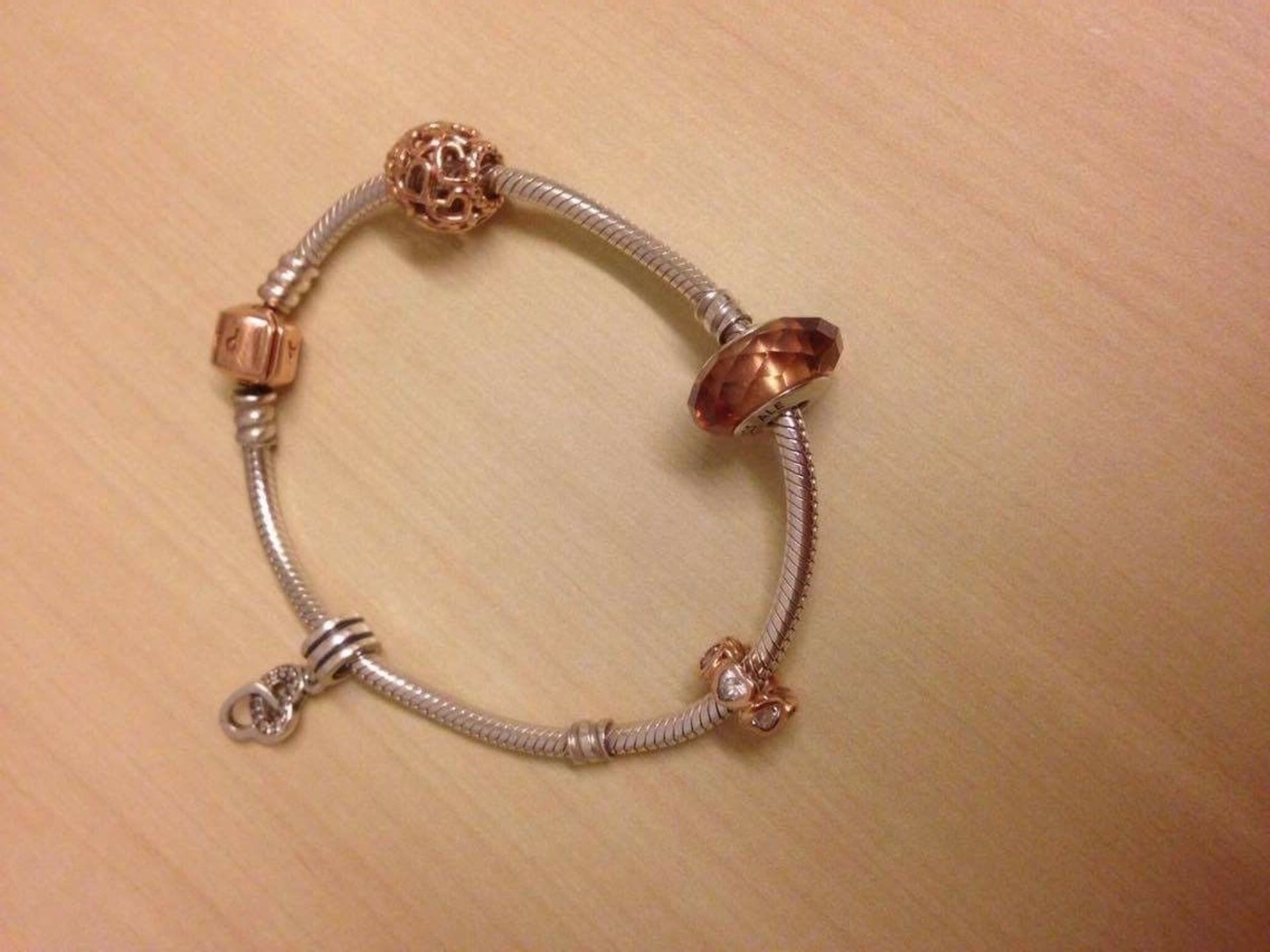 PANDORA ROSE CHARM BRACELET WITH 4 x CHARMS