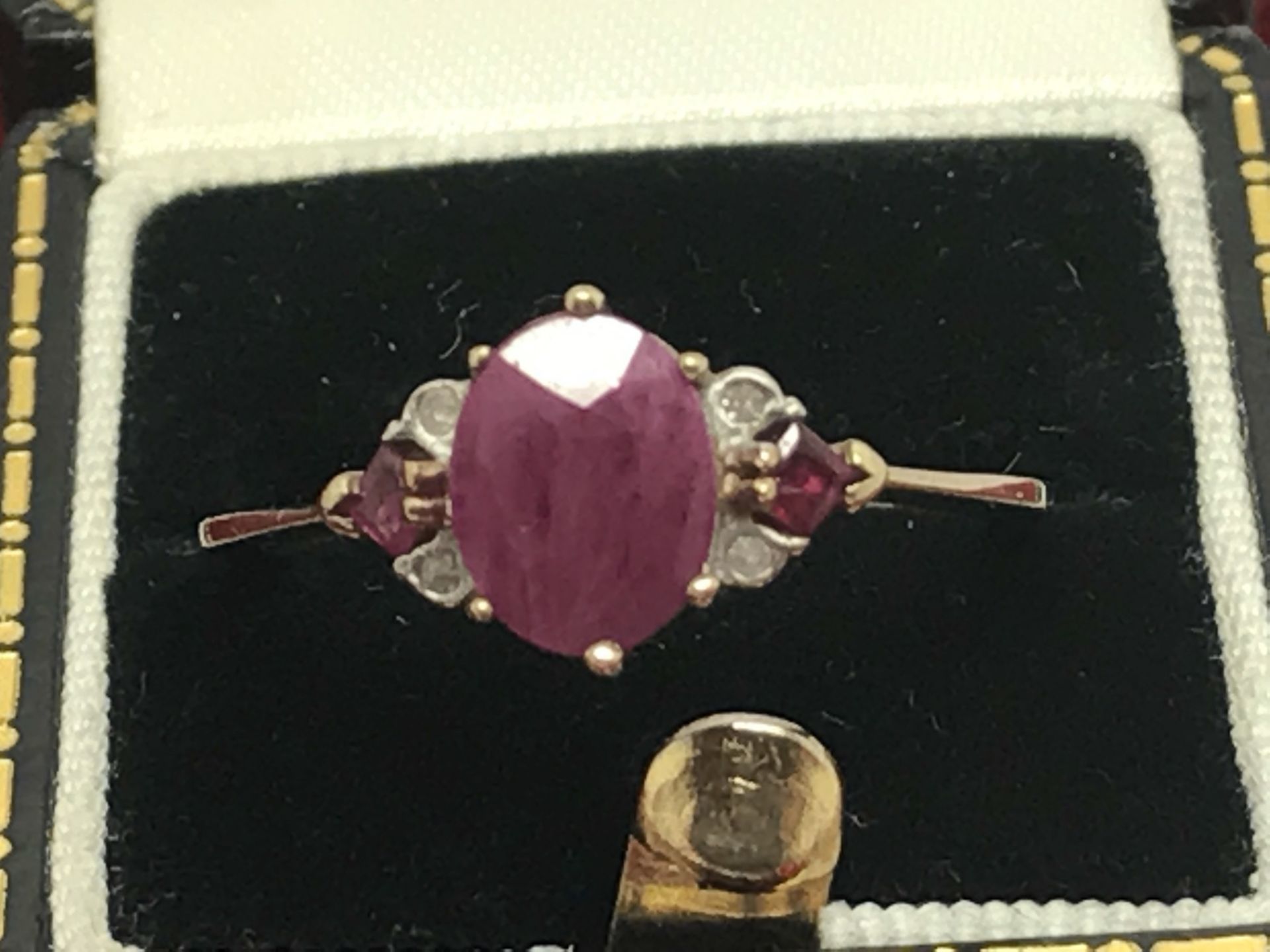 9ct GOLD RUBY & DIAMOND RING