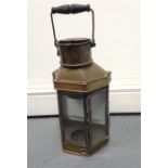 A Bulpitt and Sons Ltd. Birmingham 1917 brass ships lantern with turned ebonised handle (lacks