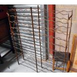 A 19thC iron cellar wine rack 96cm wide