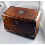 A Victorian oak stationery box with fitted interior 26cm wide