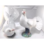 A pair of 20thC pottery doves by Lady Anne Gordon (Dowager Marchioness of Aberdeen) monogrammed