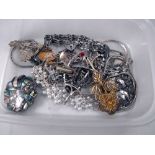 A Silver gate bracelet, a silver ring, a silver necklace and other silver items (box)