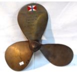 A China Navigation Company bronze propeller "Hong Kong - Keelung Berth" 31cm diameter