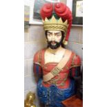 A large carved and painted ships figure head of Neptune possibly early 19thC 157cm high Condition