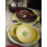 A Carlton Ware Rouge Royale pattern dish, another similar and other Carlton Ware. (7)