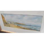 Arthur Douglas, watercolour of a costal scene of boats on a beach, signed lower right corner 52cm