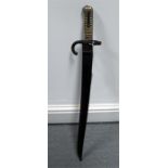 Military. A French 1866 model Cassepot bayonet and its steel scabbard 71cm overall length