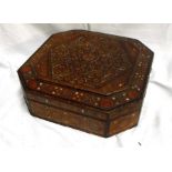 A Damascus parquetry inlaid box 32cm x 32cm