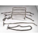 A Silver pocket watch chain, and other similar, and other pocket watch chains - the total weight