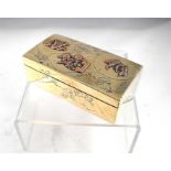 A late 19thC Japanese mixed metal box, decorated fruit and flowers 9cm x 5cm