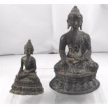 A Thai bronze Buddha seated in meditation 10cm high and another smaller similar 7cm high (2)
