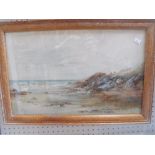 Albert Pollitt, watercolour shorescape, signed lower left corner 48cm x 29cm