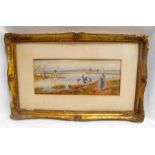F. Goodhall RA, Egyptian river scene, watercolour, monogrammed and dated 1896 lower right corner