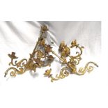 A pair of gilt brass multi armed candle sconces 46cm high