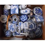 A quantity of blue and white china (box)