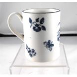 An 18thC Doctor Wall period Worcester mug, of cylindrical straight sided form decorated flowers in