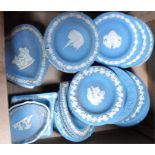 A large quantity of Wedgwood Ware pin dishes (box)