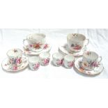 A Royal Crown Derby "Derby Posies" pattern part tea set, a Wedgwood part tea set